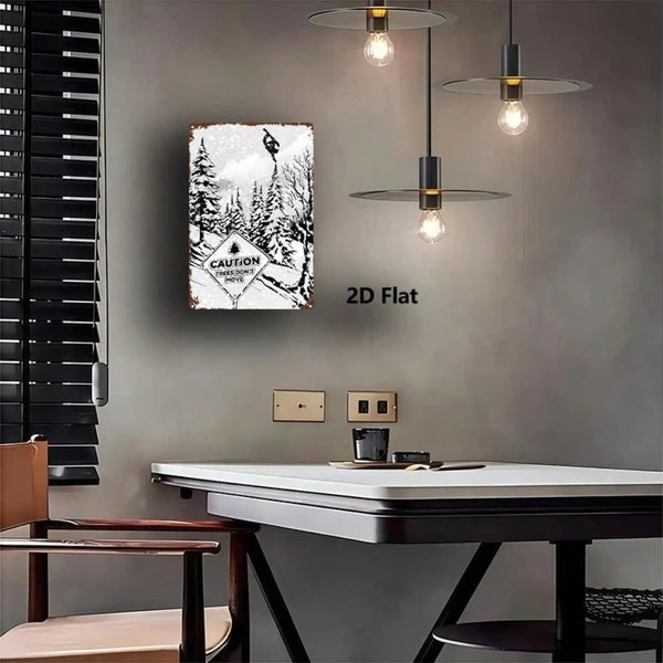 1pc 2D Flat Metal Sign Freeride Snowboard Plaque, Sturdy Metal Wall Art For Bars Bedrooms Restaurants Kitchens Home - view 4
