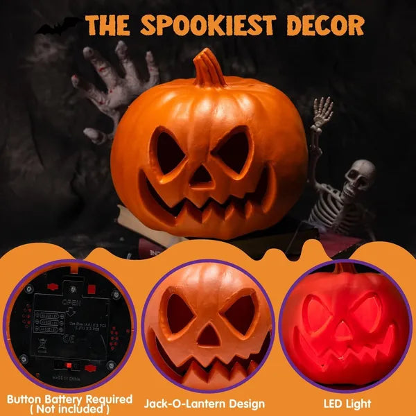 Light Up Plastic Pumpkins Outdoor Halloween Decorations Jack O Lantern Decor - view 2