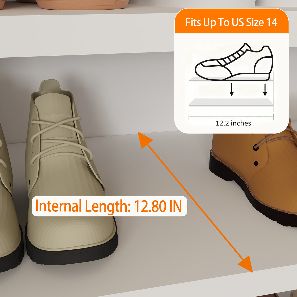 40inch Tall 2-Doors Shoes Cabinet, Metal 7-Tier Hidden Shoe Organizer - view 7