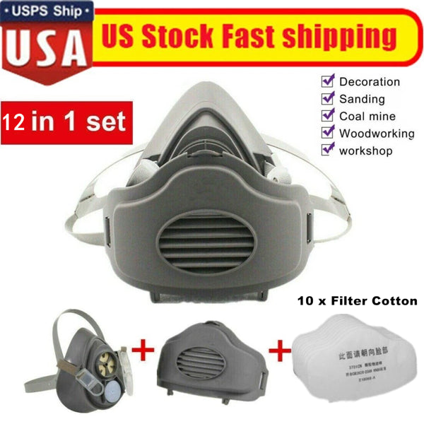 Reusable Half Face Cover Respirator Dust Mask For Woodworking Painting Welding-Logistics Only For USPS. TK And TMEU - view 3