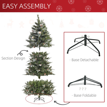 HOMCM 7FT Artificial Christmas Snow Pine Tree Holiday Home Xmas Decoration With Automatic Open, Pinecone, Green - view 4