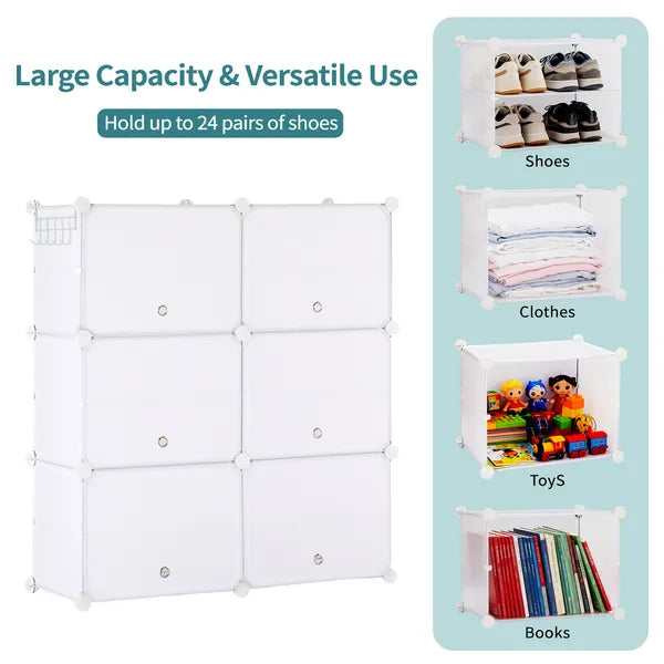 Shoe Rack Storage Cabinet, 8-layer Shoe Storage Cabinet With Door, Stackable And Detachable Shoe Storage Cabinet - view 8
