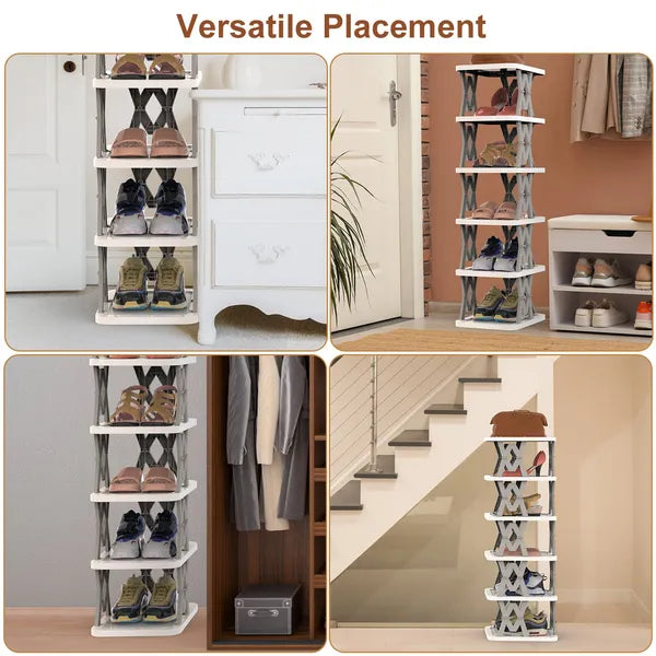 6 Tier Foldable Shoe Rack Vertical Shoe Organizer Narrow Shoe Rack For Small Spaces Space Saving Free Standing - view 2