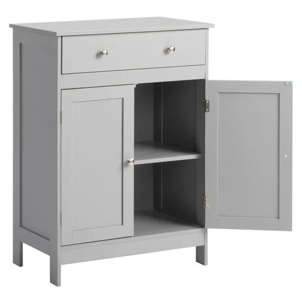 Gray Particleboard With Melamine Veneer, 60 x 30 x 80cm, Double Doors, Single Drawer, Bathroom Vanity