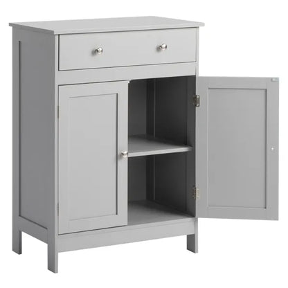 Gray Particleboard With Melamine Veneer, 60 x 30 x 80cm, Double Doors, Single Drawer, Bathroom Vanity
