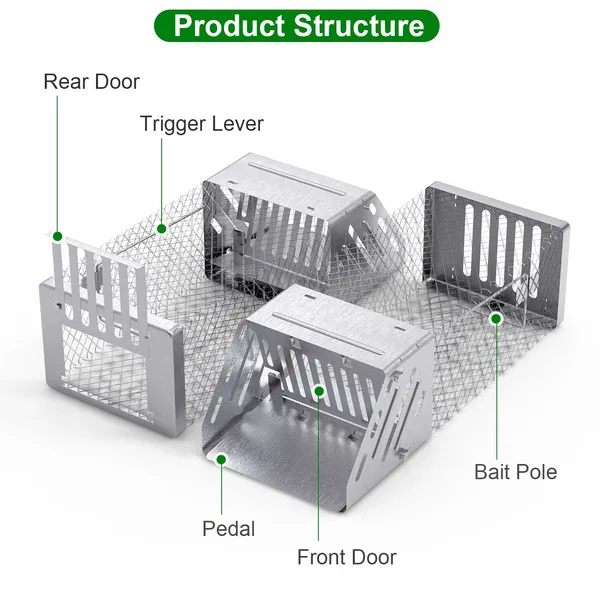 Automatic Continuous Rat Trap Single Door Mouse Cage Humane Live Animal Trap Cage Indoor Outdoor For Small Rodents Mice