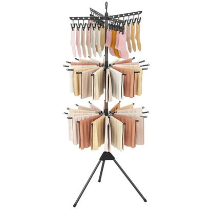 3-Tier Foldable Tripod Clothes Drying Rack With 24 Clips & 32 Rods, 70" Space Saving Laundry Dryer