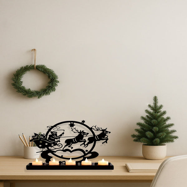 Vintage Iron Reindeer Candle Holder For Christmas Table And Mantel Decor - view 5