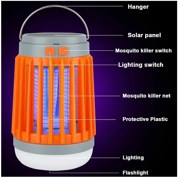 Solar USB Mosquito Killer Light Electronic Fly Bug Insect Zapper Trap Pest Lamp - view 4