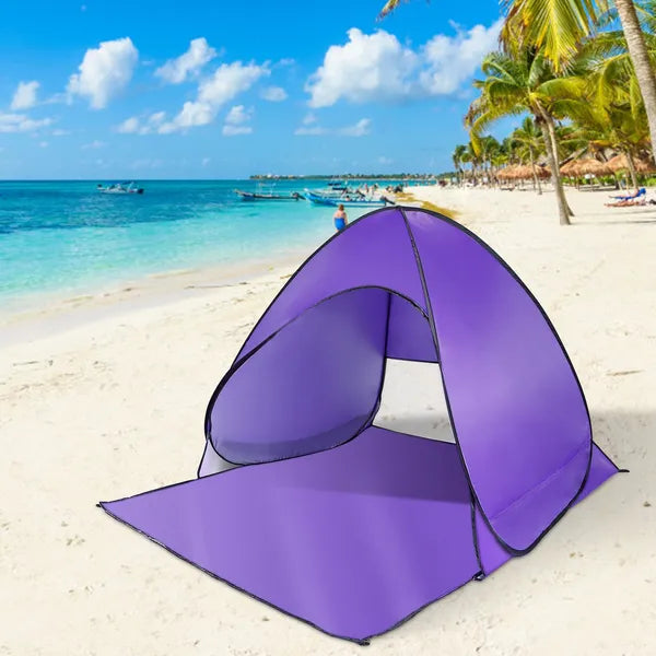 Pop Up Beach Tent Sun Shade Shelter Anti-UV Automatic Waterproof Tent Canopy For 2/3 Man W / Net Window Storage Bag - view 4