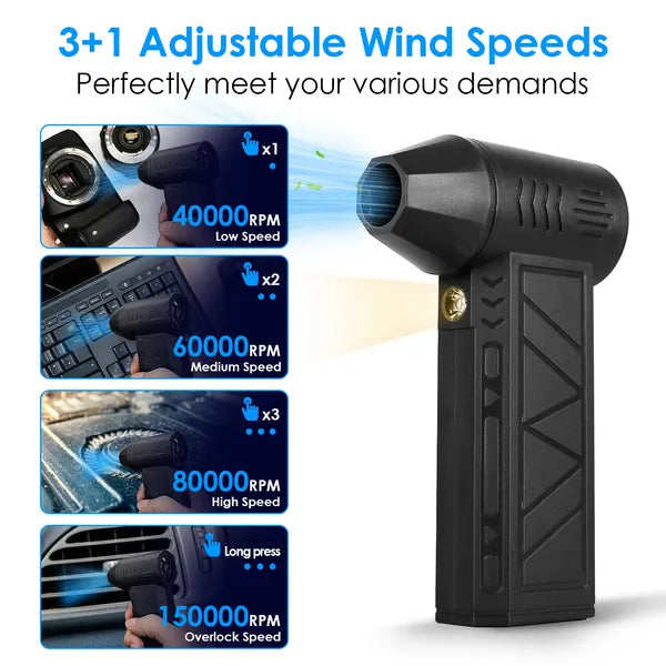 Compressed Air Duster With LED Light Up To 150000RPM Speed For PC Keyboard Cleaning High Speed Rechargeable Cordless - view 5