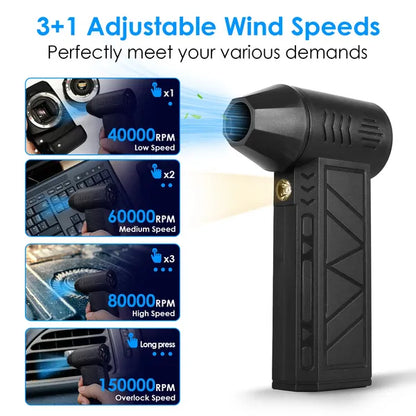 Compressed Air Duster With LED Light Up To 150000RPM Speed For PC Keyboard Cleaning High Speed Rechargeable Cordless - view 5