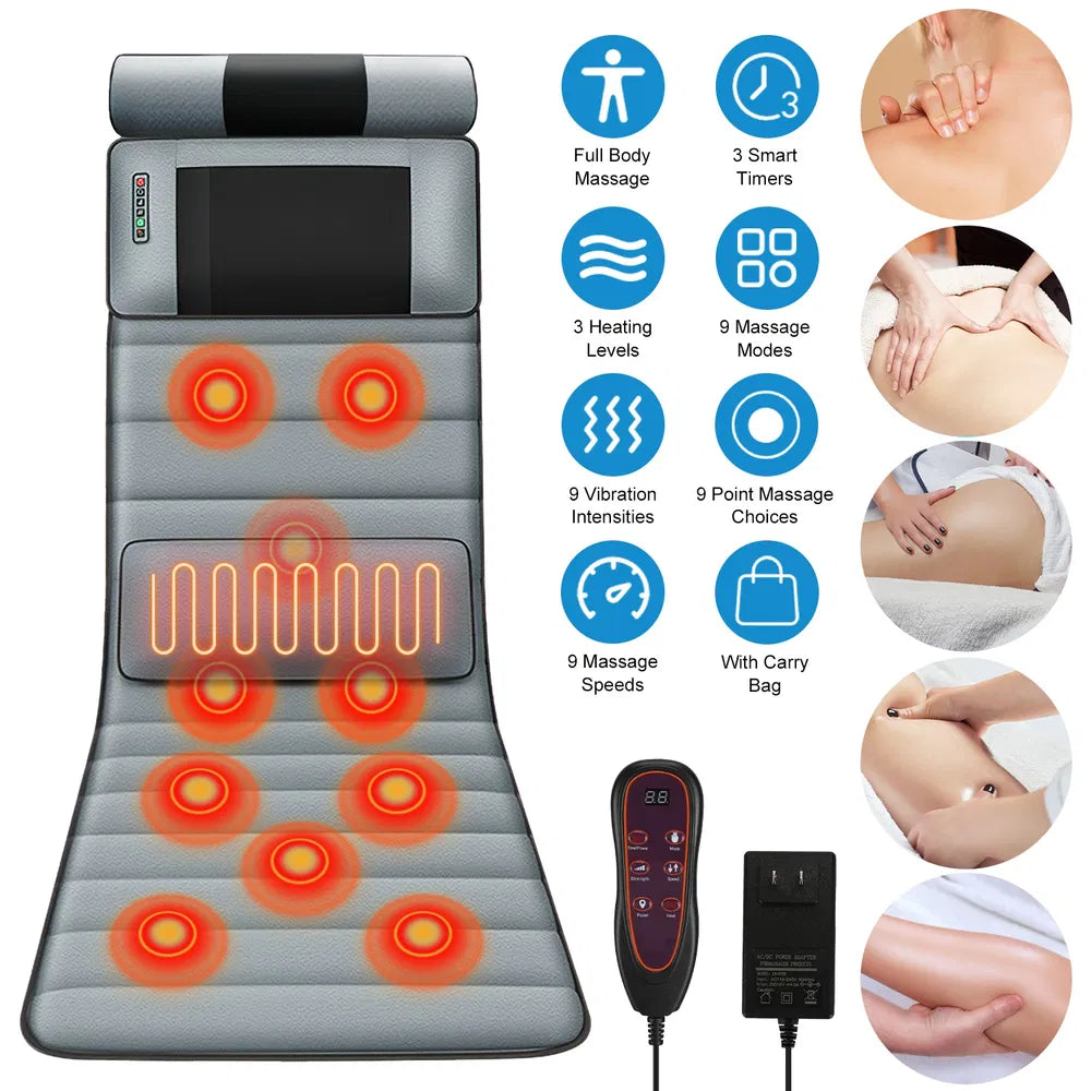 Vibration Massage Mat Full Body & Neck Kneading Massager - 20 Nodes, 3 Massage Modes&Speeds, 9 Vibration Settings - view 5
