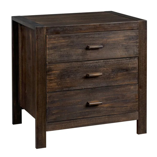 Wood Nightstand End Side Table with 3 Drawer for Living Room, Bedroom - view 3