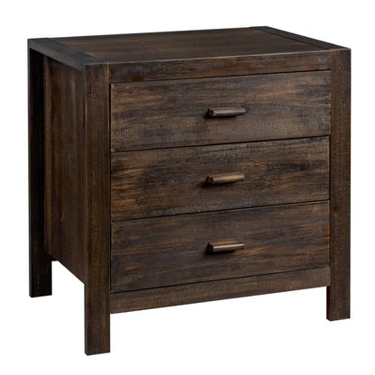 Wood Nightstand End Side Table with 3 Drawer for Living Room, Bedroom - view 3