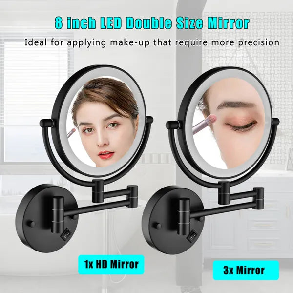 LED Wall Mount Two-Sided Magnifying Makeup Vanity Mirror - view 3