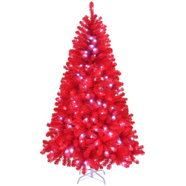 7 FT Pre-lit Artificial Christmas Tree, Hinged Xmas Pine Tree With 1100 Branch Tips - view 2