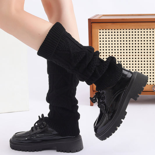 Fashion Warm Acrylic Thicker Leg Warmers Patterned Knitting Women's Knee High Slouch Girls Korean Leg Warmers