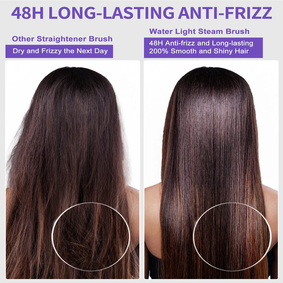 Hair Straightener Brush, Ionic Plus Steam Straightening Brush For Smooth, Anti-frizz Hair - view 3
