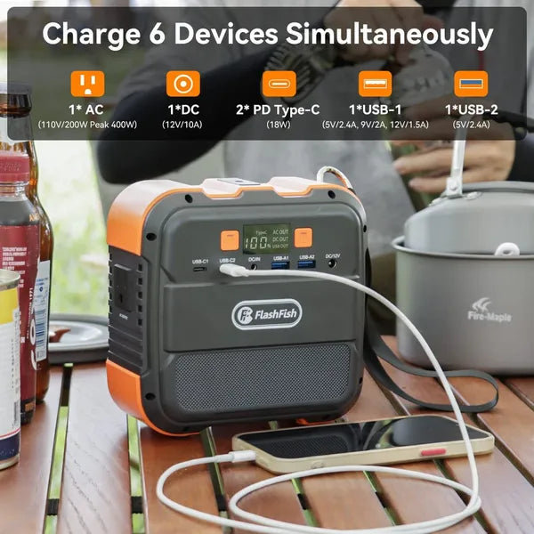 Flashfish 120W Portable Power Station, 98Wh/26400mAh Solar Generator Backup Power Battery Pack - view 2