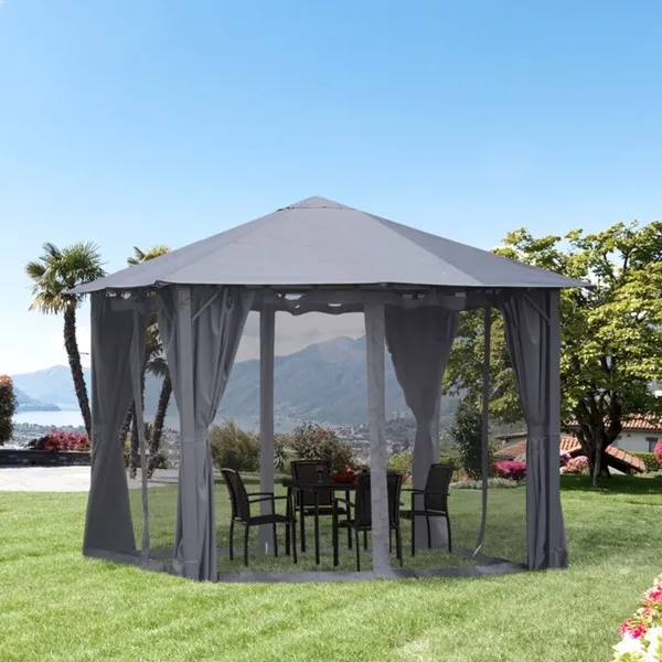 10ft X 10ft Patio Gazebo-Black-AS