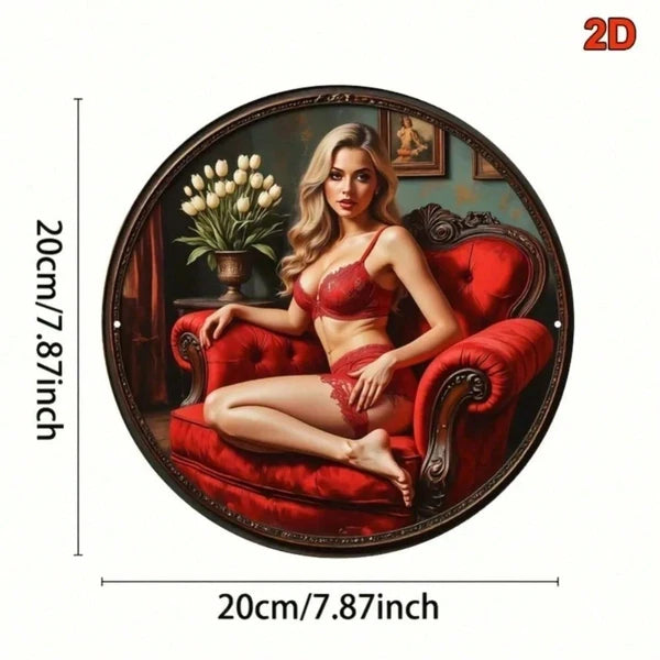 Vintage Red Woman Silhouette Aluminum Tin Metal Sign 8x8 Inch Retro Wall Decor Classic Artwork Home Kitchen Bar Cafe - view 5