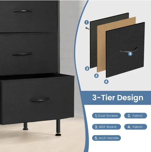 Dresser For Bedroom 6 Drawers Wide Fabric Storage Units Chest Of Drawers For Bedroom With Metal Frame And Wooden Top - view 6