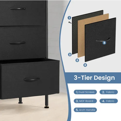 Dresser For Bedroom 6 Drawers Wide Fabric Storage Units Chest Of Drawers For Bedroom With Metal Frame And Wooden Top - view 6