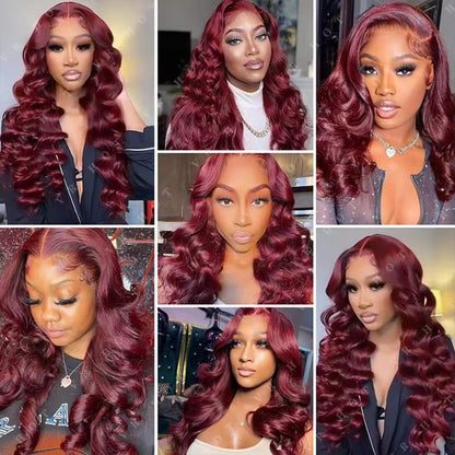 Body Wave Human Hair Wig 13x4 HD Burgundy Lace Front Wig Human Hair With Aligned Cuticle Brazilian Wig - view 4