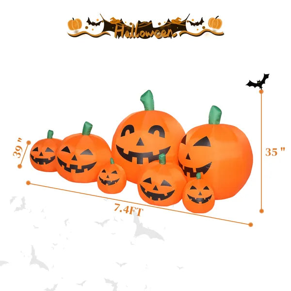 7ft Classic 7pcs LED String Lights 7pcs Pumpkin Inflatable Halloween Decoration - view 3