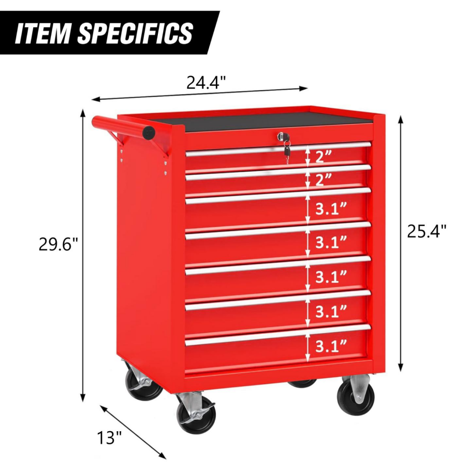 Rolling Tool Chest With 7-Drawer Tool Box With Wheels Multifunctional Tool Cart Mechanic Tool Storage Cabinet - view 7