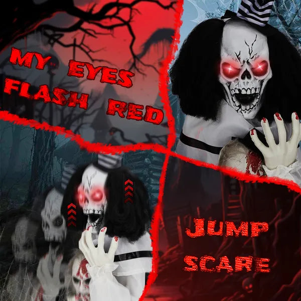 1.8ft Halloween Decoration Scary Clown, Sound-Actived Party Decor With Creepy Sound - view 8