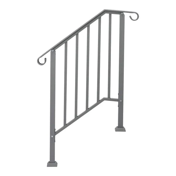 Silver Outdoor 2-Step Iron Handrail