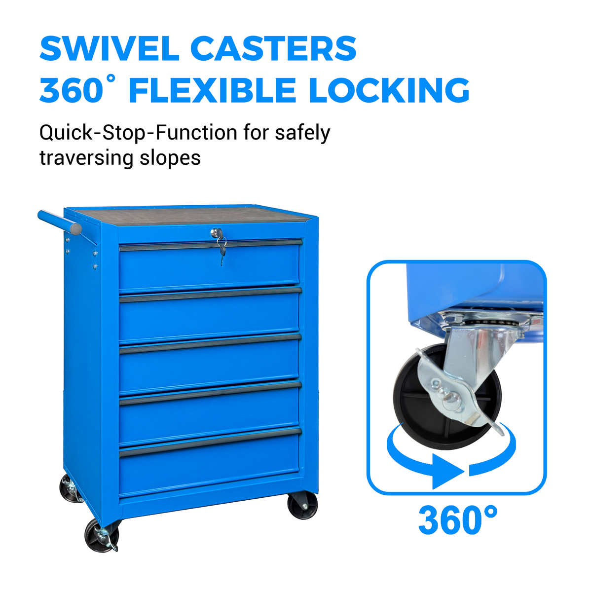 Rolling Metal Tool Chest With 5 Drawers, 20inch 5-Drawer Tool Chest Cabinet With Ball Bearing Drawer Slides - view 4