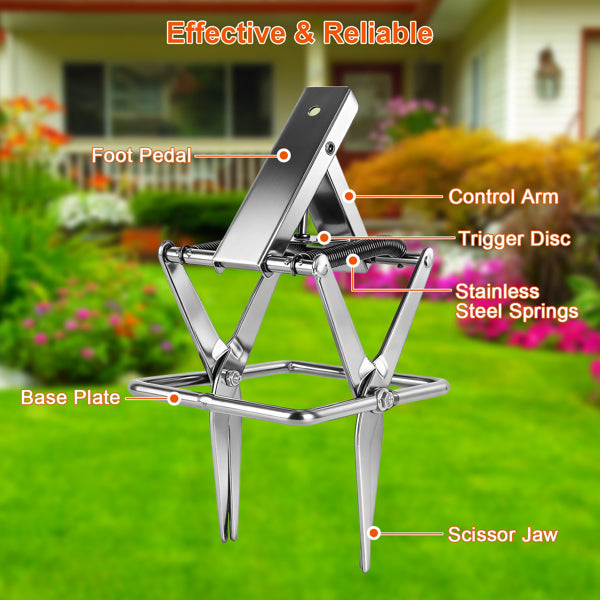 Powerful Mole Snap Trap - Thickened Waterproof Metal, Easy Foot-Step Setup, Humane Instant Kill, Safe For Lawn & Pets - view 4