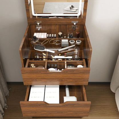 3-in-1 Vanity Desk with Lighted Mirror & Stool, Flip Top Makeup Dressing Table, Compact Storage for Bedroom, Bathroom - view 9