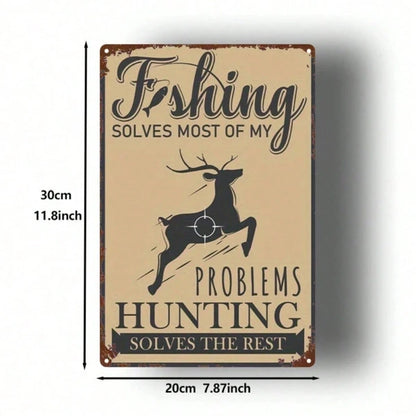 Vintage Fishing Hunting Theme Metal Sign 8X12 Inch 1pc 2D Flat Iron Art Plaque Waterproof Durable Retro Wall Decor - view 3