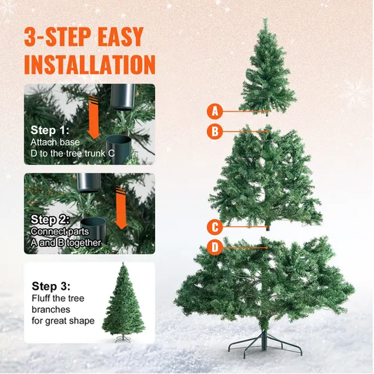 VEVOR Christmas Tree, 6.5ft Prelit Artificial Xmas Tree, Full Holiday Decor Tree With 450 Multi-Color LED Lights - view 2