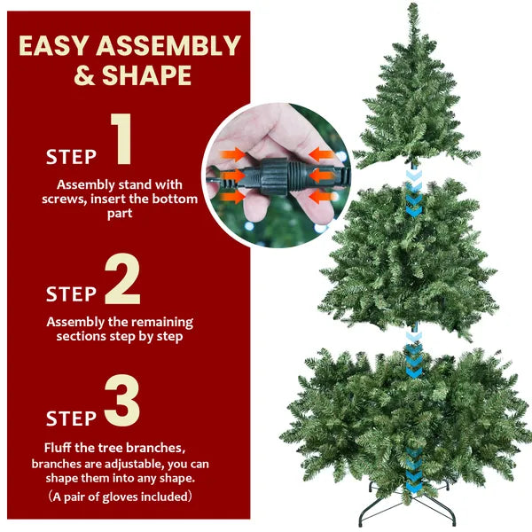 Artificial 9ft Green RGB-lit Christmas Tree With 1721PVC Mixed Branch Tips - view 3