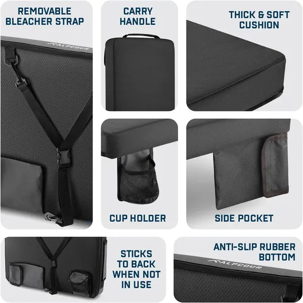 Alpcour Portable Extra Thick Stadium Seat Cushion - 21x 15 Inch Bleacher Cushion With Side Pocket - view 5