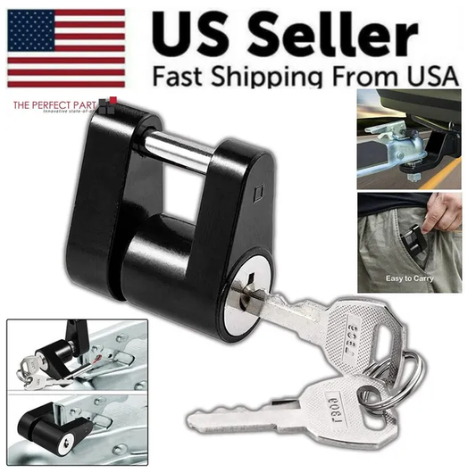 Trailer Hitch Coupler Lock Dia Span For Tow Boat RV Truck Car And 2 Keys