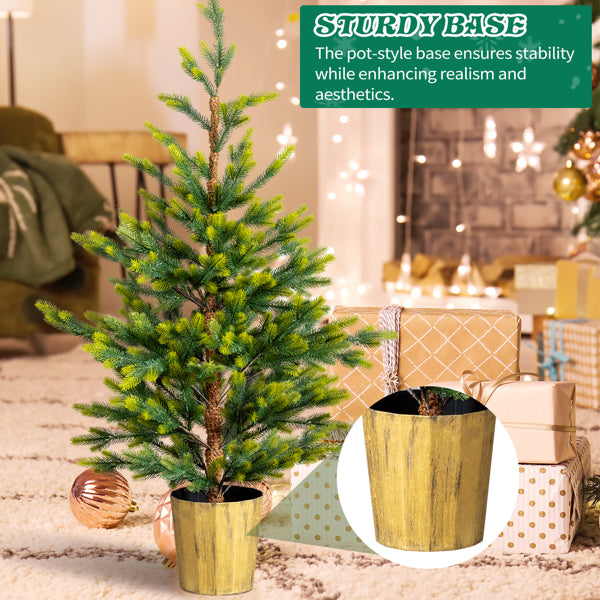 2 Pack 4 FT Dual Tone Artificial Christmas Tree With Pot Stand, Potted Xmas Pine Tree With 119 Branch Tips For Holiday - view 8