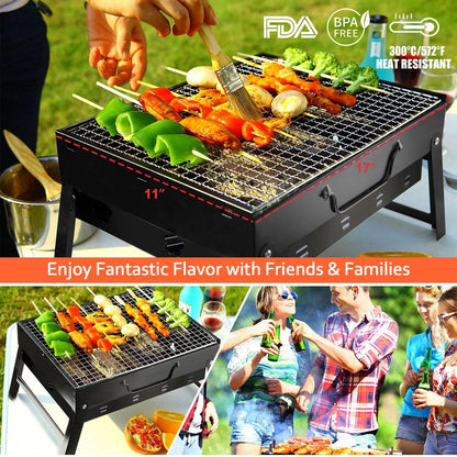 Portable BBQ Grill Foldable Charcoal Grill Lightweight Smoker Grill For Camping Picnics Garden Grilling - view 9