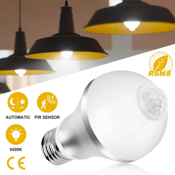 E27 Motion Sensor Light Bulb 9W 5W 6500K Dusk To Dawn