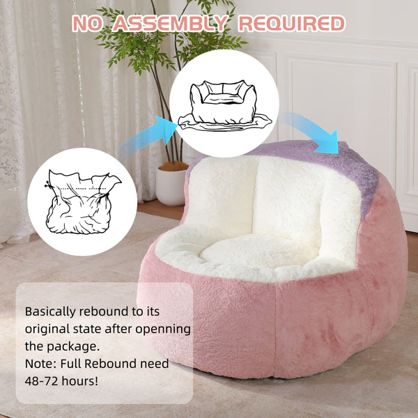 Oversized Bean Bag Chairs,Multicolor Faux Fur Couch Filled With Shredded Sponge,Large Lounger Sofa For Living Room - view 4