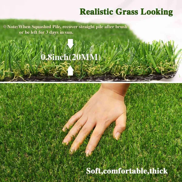 6.5ft X 15ft Artificial Turf 0.8' Mat With Drainage Holes. Fake Grass With Rubber Backing - view 3