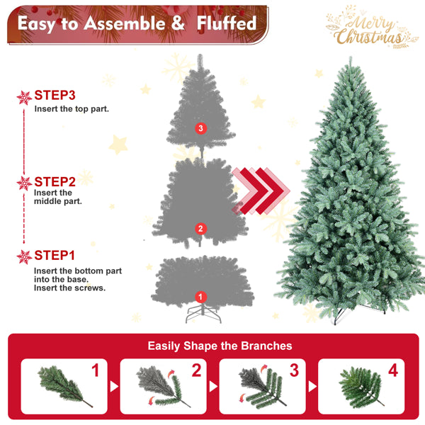 Artificial 6ft Blue Green Tint Christmas Tree With 1390 PE/PVC Mixed Branch Tips, Memory Wire+iron Wire - view 2