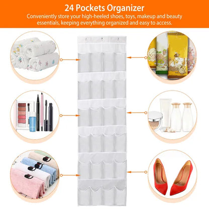 1Pc Over The Door Shoes Rack 24-Pocket Crystal Clear Organizer 6-Layer Hanging Storage Shelf For Shoes Slippers Small - view 3