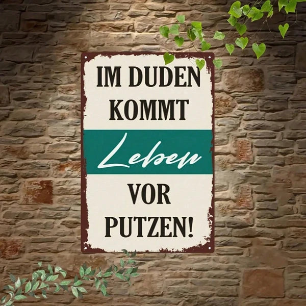 Vintage German Humorous Metal Sign, Quirky Life Quotes 2D Flat Art Wall Decor - view 5