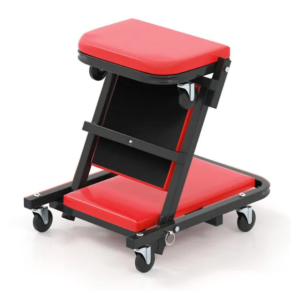 Foldable Garage Creeper With Padded Seat, 6 Universal Casters Dual-Mode Repair Tool For Workshop - view 2